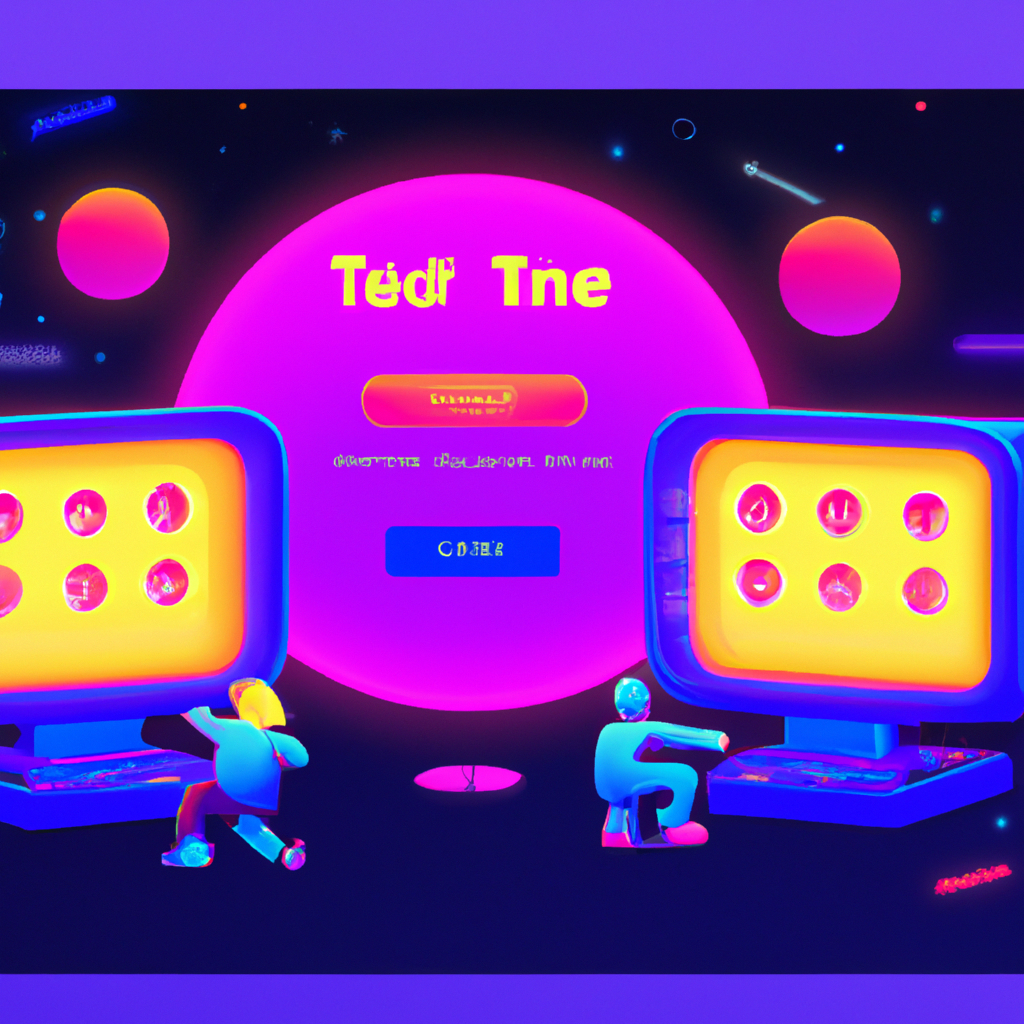Colorful arcade scene with playful UI overlays